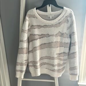 Barefoot Dreams White and Gray Striped SweaterLarge